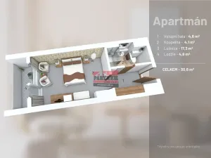 Prodej bytu 1+kk, Frymburk, 31 m2