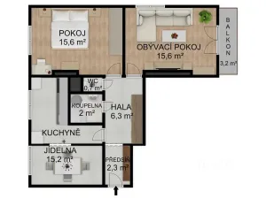 Prodej bytu 2+1, Záhoří, 57 m2