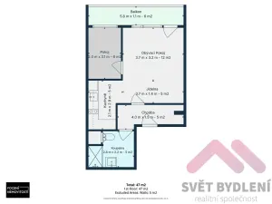 Pronájem bytu 2+kk, Praha - Bohnice, Zelenohorská, 47 m2