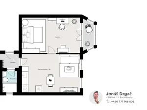 Pronájem bytu 2+kk, Praha - Nusle, Sezimova, 53 m2