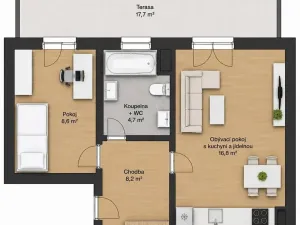 Pronájem bytu 2+kk, České Budějovice, Nádražní, 37 m2