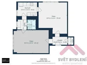 Pronájem bytu 2+1, Praha - Holešovice, U smaltovny, 74 m2