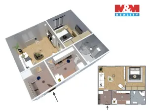 Pronájem bytu 2+kk, Praha - Strašnice, U trati, 46 m2