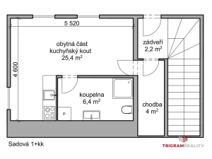Pronájem bytu 1+kk, Sadová, 38 m2