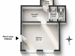 Pronájem obchodního prostoru, Litoměřice, Mírové náměstí, 42 m2