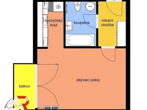 Pronájem bytu 1+kk, Brno, Vomáčkova, 39 m2