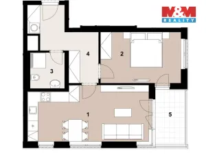 Pronájem bytu 2+kk, Praha, U Radosti, 58 m2