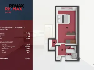 Prodej bytu 1+kk, Praha - Hodkovičky, Pod lysinami, 29 m2