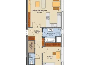 Pronájem bytu 3+kk, Praha - Vysočany, Pod Harfou, 79 m2