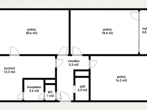 Prodej bytu 3+1, Chomutov, Jiráskova, 80 m2
