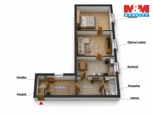 Prodej bytu 3+1, Teplá, Klášterní, 80 m2