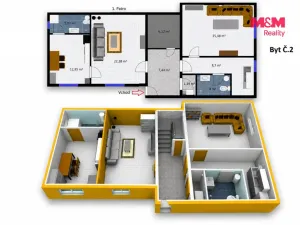 Pronájem bytu 2+kk, Velim, třída Krále Jiřího, 38 m2