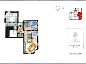 Pronájem bytu 3+1, Praha - Smíchov, Janáčkovo nábřeží, 83 m2