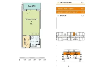 Pronájem bytu 1+kk, Olomouc, Aloise Rašína, 31 m2