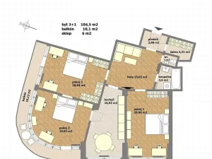 Pronájem bytu 3+1, Praha - Holešovice, Františka Křížka, 105 m2