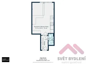 Pronájem bytu 1+kk, Praha - Žižkov, Biskupcova, 25 m2
