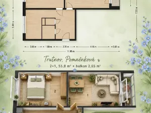 Prodej bytu 2+1, Trutnov, Pomněnková, 56 m2
