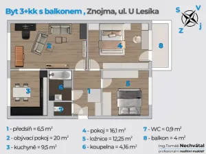 Prodej bytu 3+kk, Znojmo, U Lesíka, 68 m2
