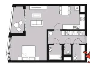 Pronájem bytu 1+kk, Praha - Karlín, Breitfeldova, 61 m2