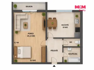 Prodej bytu 1+1, Ostrava - Hrabůvka, Cholevova, 41 m2