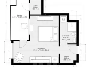 Pronájem bytu 1+kk, Praha - Strašnice, Na palouku, 32 m2