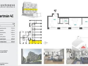 Pronájem bytu 2+1, Brno, Hvězdová, 44 m2