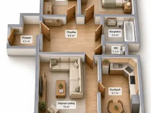 Prodej bytu 3+1, Kladno, Václava Rabase, 69 m2