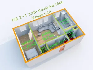 Prodej bytu 2+1, Veselí nad Moravou, Kovářská, 43 m2