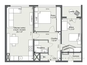 Prodej bytu 3+kk, Praha - Modřany, Levského, 60 m2