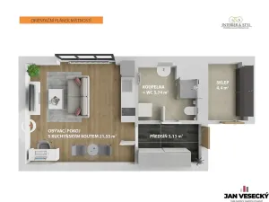 Prodej bytu 1+kk, Plzeň, Železná, 34 m2