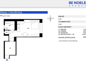Pronájem bytu 1+kk, Praha - Holešovice, Tovární, 33 m2