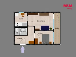 Pronájem bytu 2+1, Zruč nad Sázavou, Poštovní, 40 m2