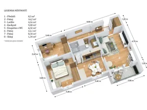 Prodej bytu 3+1, Velké Opatovice, Hliníky, 66 m2