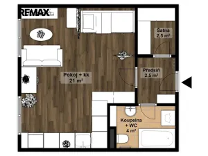 Pronájem bytu 1+kk, Klecany, V Honech, 30 m2