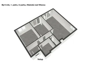 Pronájem bytu 3+kk, Hluboká nad Vltavou, U Parku, 82 m2