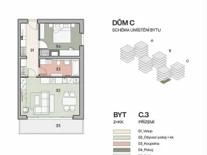 Pronájem bytu 2+kk, Praha - Vysočany, Pod Krocínkou, 59 m2