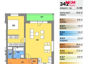 Pronájem bytu 2+kk, Prostějov, Werichova, 71 m2
