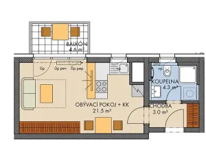 Prodej bytu 1+kk, Praha - Vysočany, Pod Harfou, 30 m2