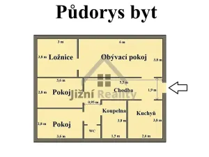 Prodej bytu 4+1, Nové Hrady, Vilová čtvrť, 115 m2