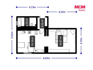 Pronájem bytu 1+1, Horní Slavkov, Dlouhá, 36 m2
