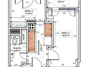 Pronájem bytu 2+kk, Kralupy nad Vltavou, sídl. Hůrka, 39 m2