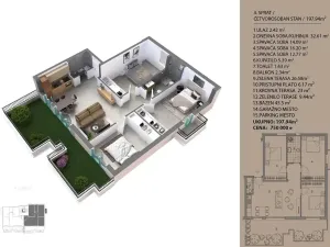Prodej bytu 3+kk, Dobrota, Černá Hora, 104 m2