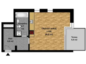 Pronájem bytu 1+kk, Velký Osek, U hřiště, 38 m2