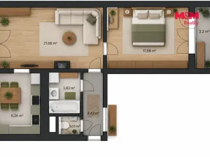 Pronájem bytu 2+1, Kolín - Kolín II, Na Magistrále, 54 m2
