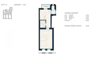 Pronájem bytu 2+kk, Brno, Cihlářská, 42 m2