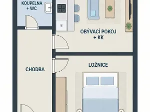 Prodej bytu 2+kk, Praha - Zbraslav, Neumannova, 42 m2