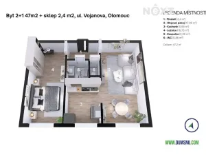 Prodej bytu 2+1, Olomouc, Vojanova, 47 m2
