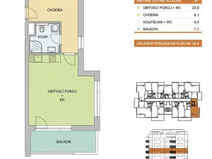 Pronájem bytu 1+kk, Olomouc - Řepčín, Edvarda Beneše, 38 m2