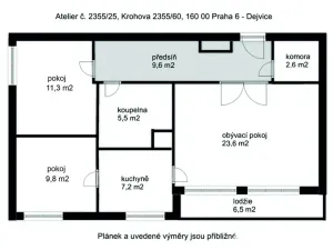 Pronájem bytu 3+1, Praha - Dejvice, Krohova, 76 m2