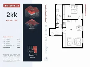 Prodej bytu 2+kk, Praha - Žižkov, Hartigova, 63 m2
